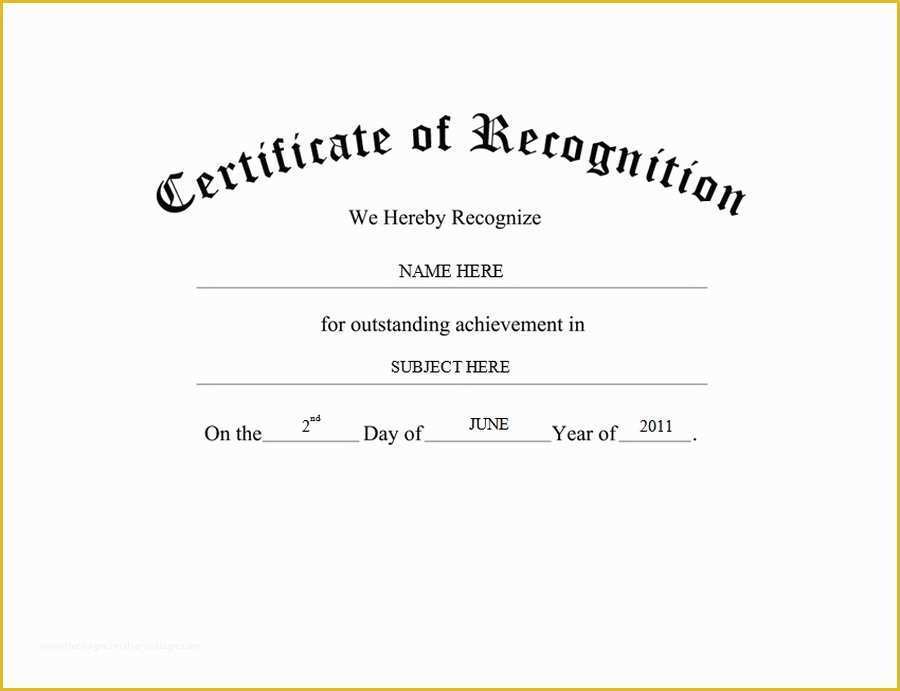 Certificate Of Recognition Template Free Of Awards Certificates