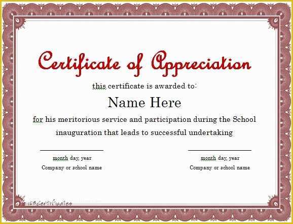 Certificate Of Recognition Template Free Of Certificate Appreciation Content