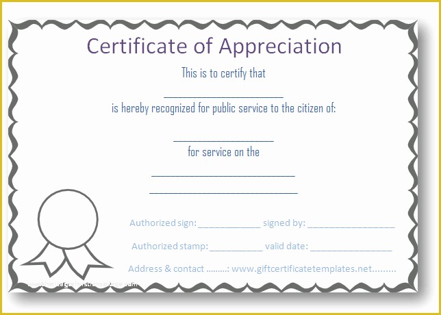 Certificate Of Recognition Template Free Of Certificate Of Appreciation