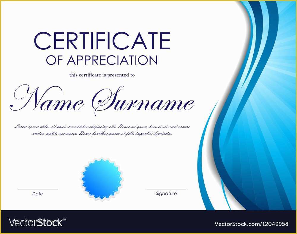 Certificate Of Recognition Template Free Of Certificate Of Appreciation Template Royalty Free Vector