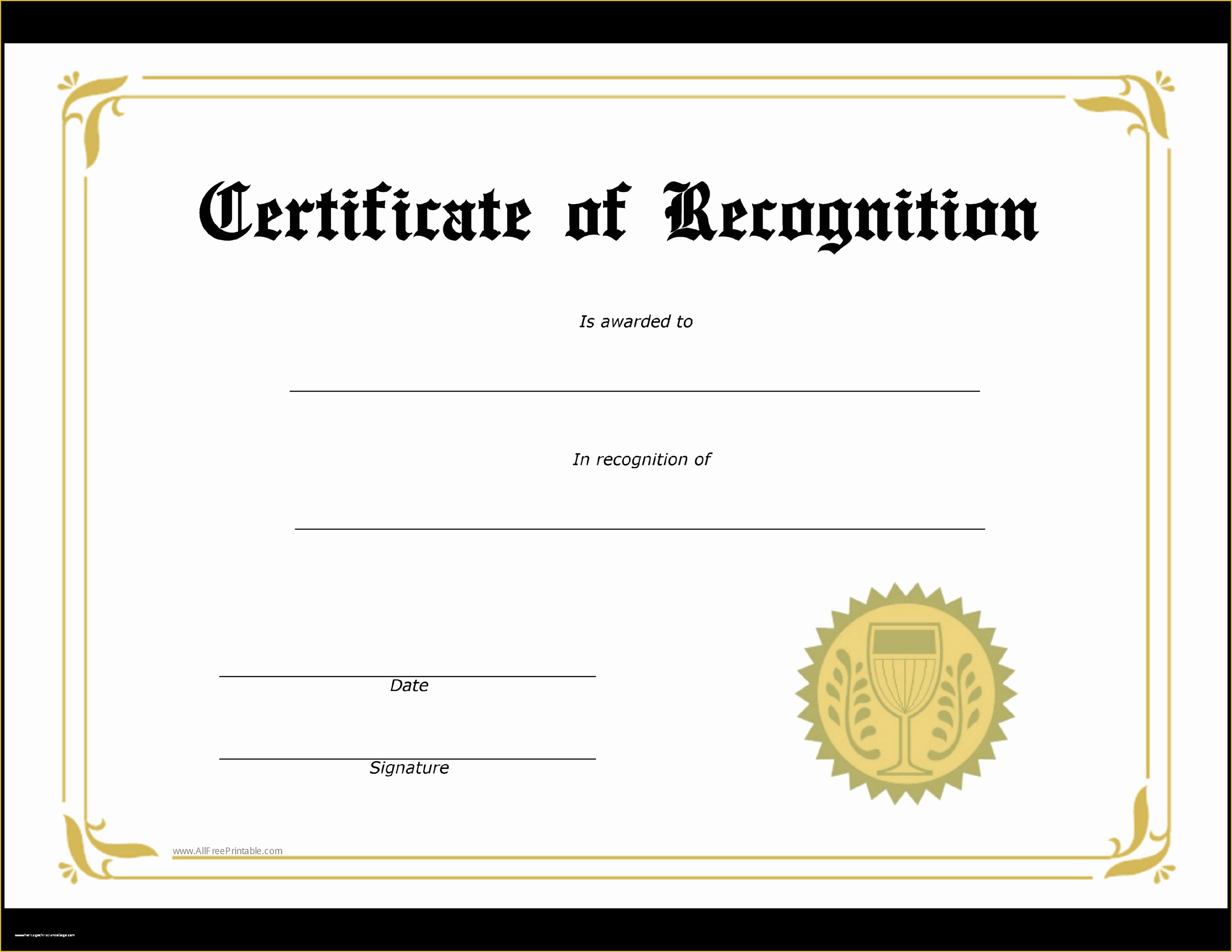 Certificate Of Recognition Template Free Of Free Certificate Of Recognition