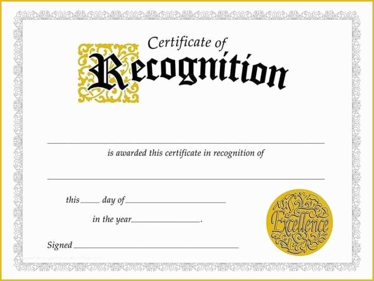 Certificate Of Recognition Template Free Of Free Printable Certificates Of Achievement