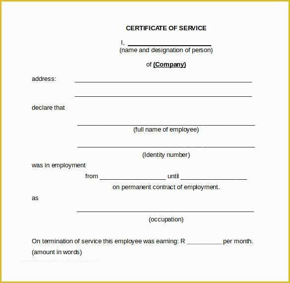 Certificate Of Service Template Free Of 17 Certificate Of Service Templates