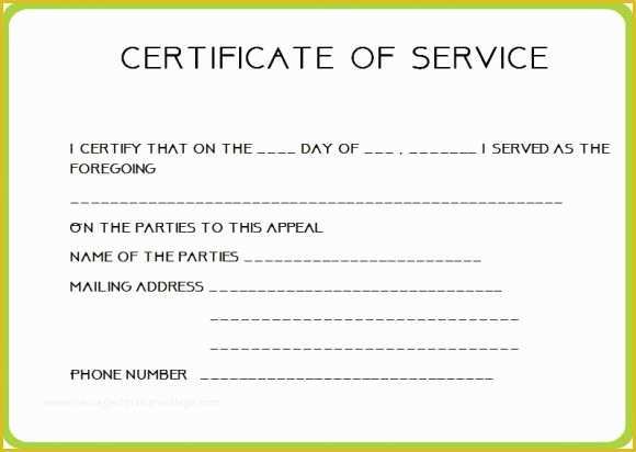 Certificate Of Service Template Free Of 24 Certificate Of Service Templates for Employees formats