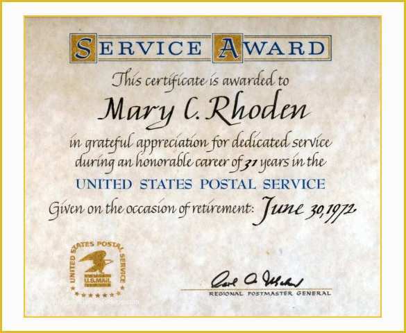 Certificate Of Service Template Free Of 9 Retirement Certificate Templates Doc Pdf