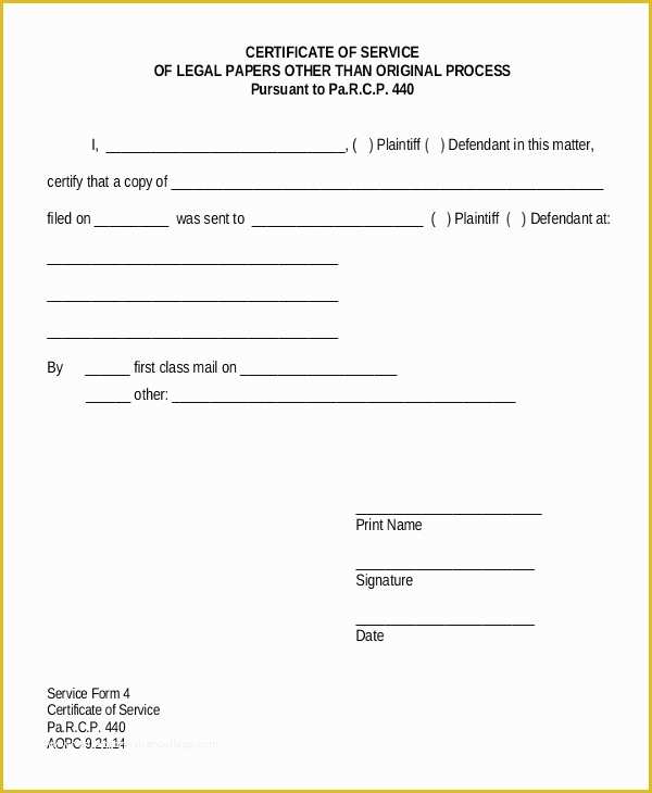 Certificate Of Service Template Free Of Certificate Of Service Template 11 Free Word Pdf