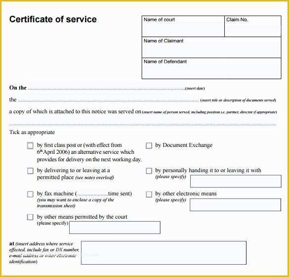 Certificate Of Service Template Free Of Certificate Of Service Template 8 Download Free