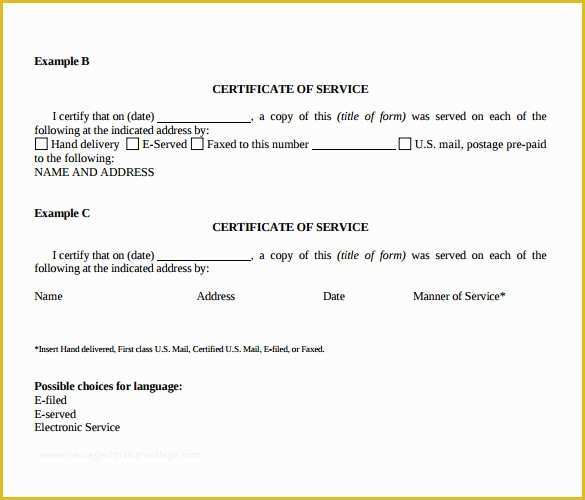 Certificate Of Service Template Free Of Certificate Of Service Template 8 Download Free