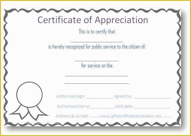 Certificate Of Service Template Free Of Free Certificate Of Appreciation Templates Certificate
