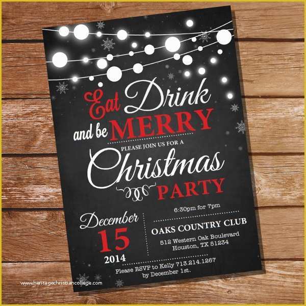 Chalkboard Invitation Template Free Of 20 Christmas Party Invitation Templates Christmas Party