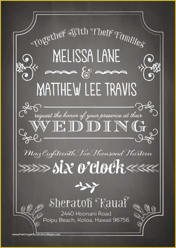 Chalkboard Invitation Template Free Of 26 Chalkboard Wedding Invitation Templates – Free Sample