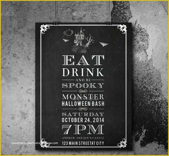 Chalkboard Invitation Template Free Of 35 Halloween Invitation Free Psd Vector Eps Ai