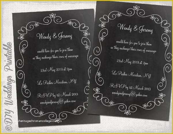 Chalkboard Invitation Template Free Of 9 Diy Invitation Templates Psd Ai