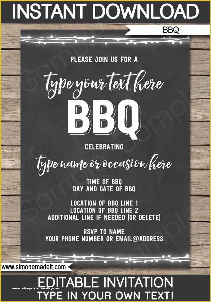 Chalkboard Invitation Template Free Of Chalkboard Bbq Invitations Template