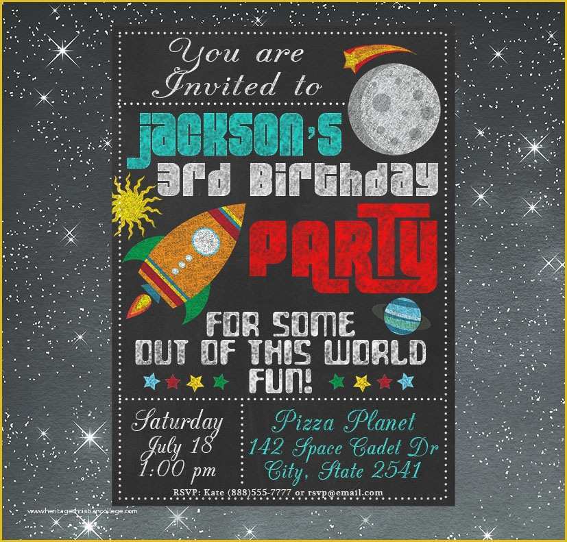 Chalkboard Invitation Template Free Of Chalkboard Space Birthday Invitation Graphics On