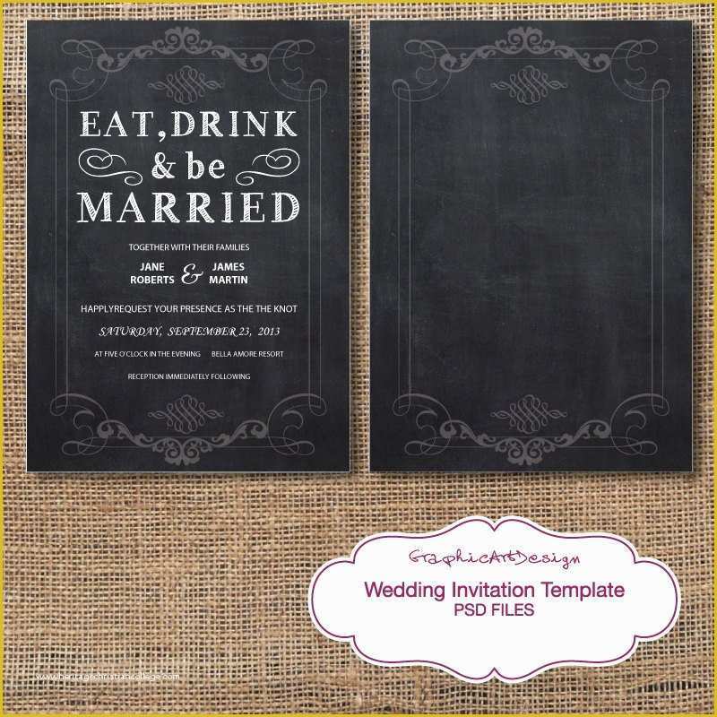 Chalkboard Invitation Template Free Of Chalkboard Wedding Invitation Card Shop by