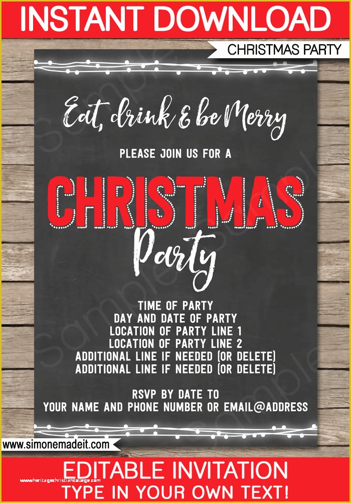 Chalkboard Invitation Template Free Of Christmas Party Chalkboard Invitation