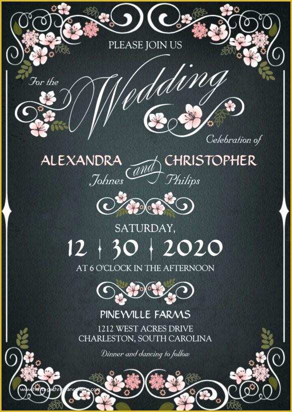 Chalkboard Invitation Template Free Of Vintage Chalkboard Wedding Invitations – Intapapssan