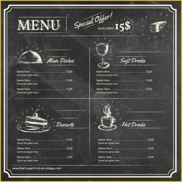 Chalkboard Menu Template Free Of 25 Chalkboard Menu Templates Free Word Menu Card Designs