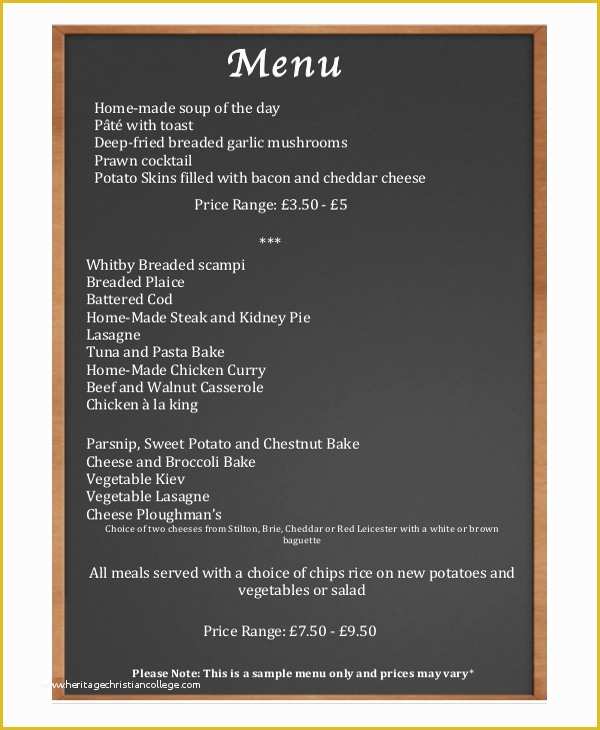 Chalkboard Menu Template Free Of 30 Menu Templates Free Sample Example format