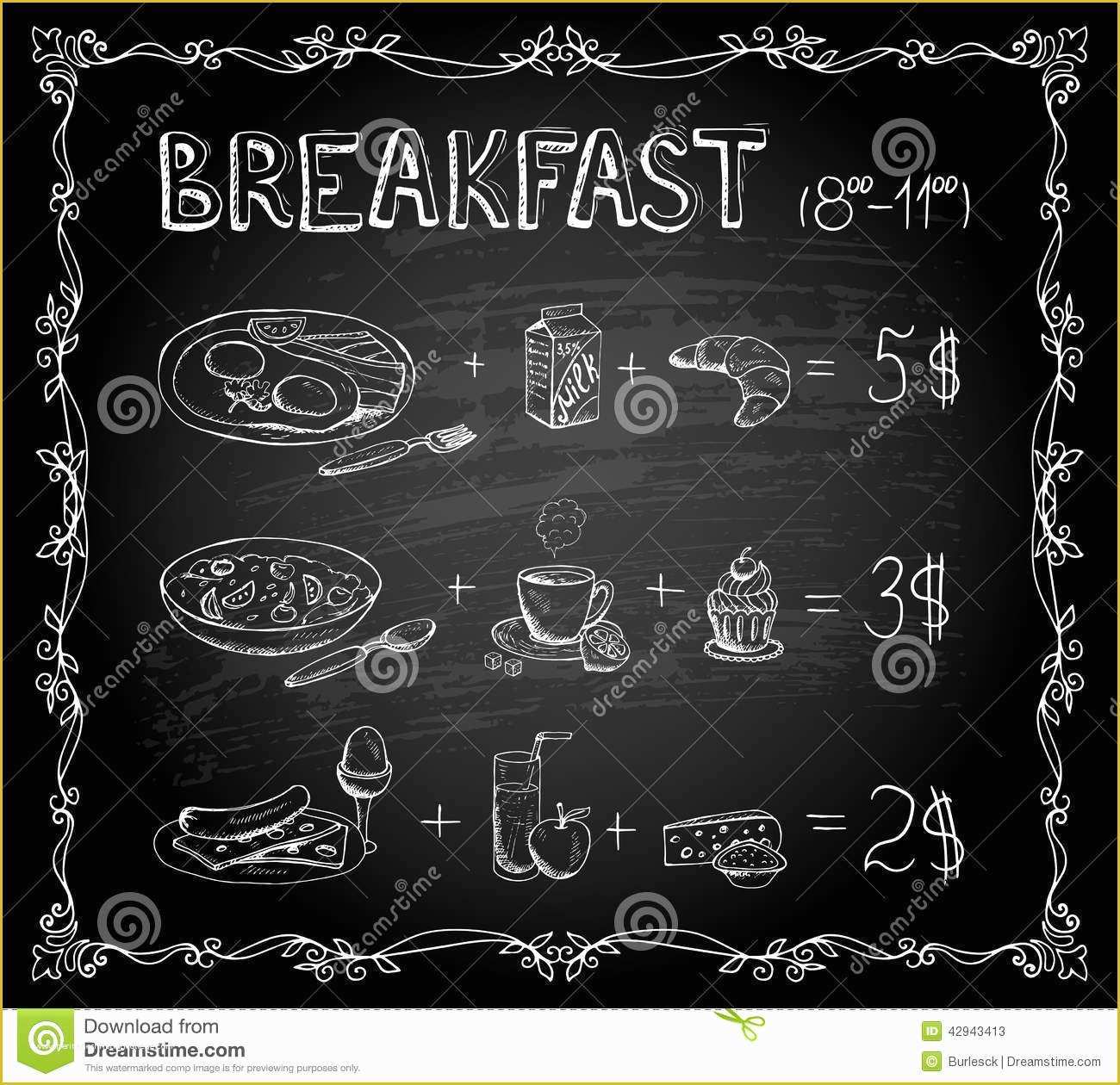 Chalkboard Menu Template Free Of Breakfast Chalkboard Menu Stock Vector Illustration Of