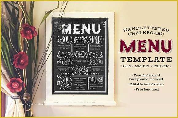 Chalkboard Menu Template Free Of Handlettered Chalkboard Menu Templates On Creative Market