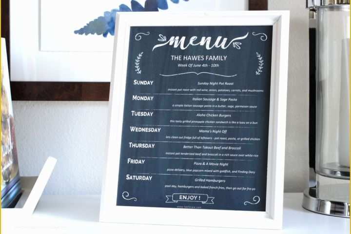 Chalkboard Menu Template Free Of Meal Planning &amp; A Free Chalkboard Menu Printable Fab Fatale