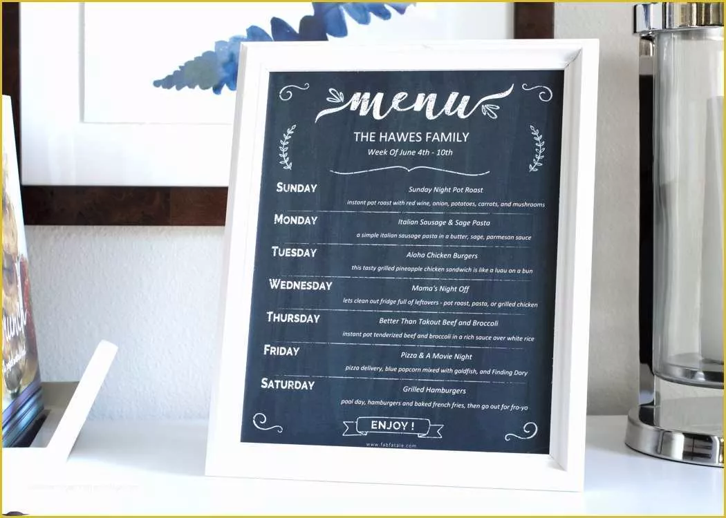 Chalkboard Menu Template Free Of Meal Planning & A Free Chalkboard Menu Printable Fab Fatale