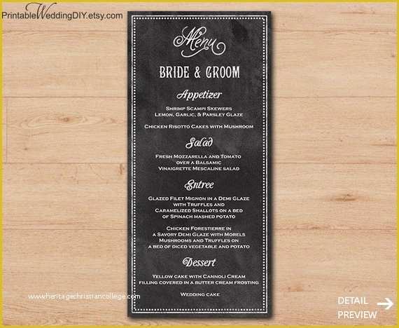 Chalkboard Menu Template Free Of Menu Card Template Chalkboard Rustic Printable Wedding Menu