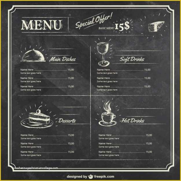 Chalkboard Menu Template Free Of Menu Template On Blackboard Vector