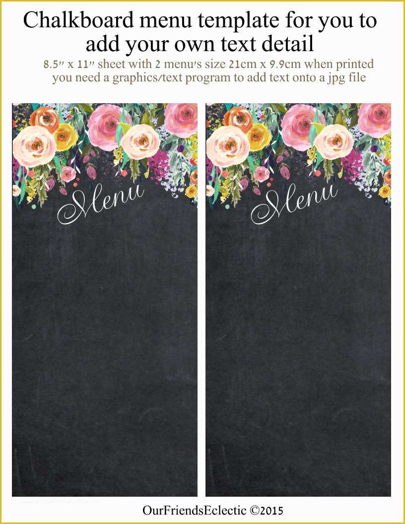 Chalkboard Menu Template Free Of Printable Chalkboard Menu Chalkboard Wedding Party Menu Menu