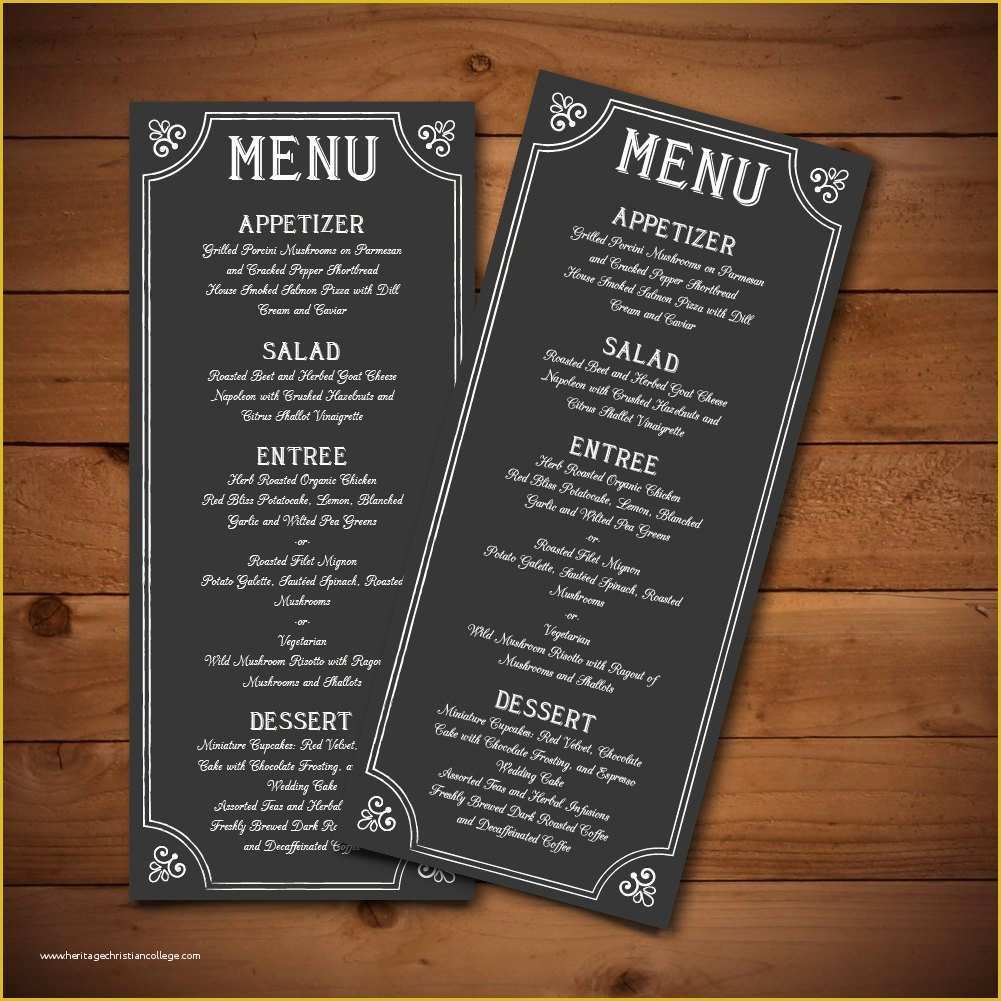 Chalkboard Menu Template Free Of Wedding Menu Template Printable Wedding Menu Editable Diy