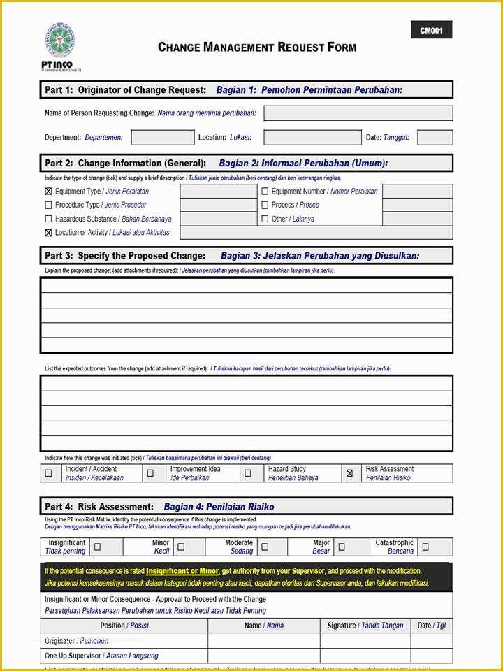 Change Management Template Free Of asril