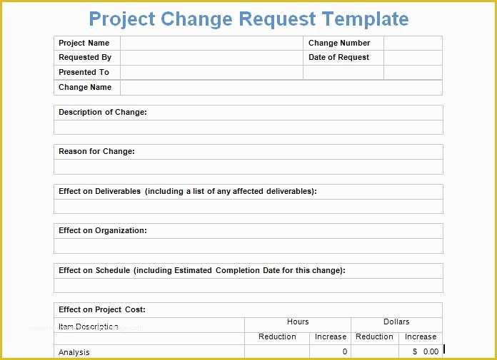 Change Management Template Free Of Project Change Request Template