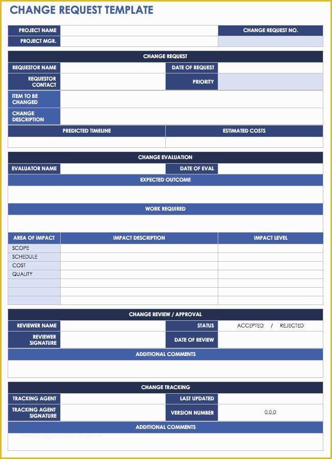 Change Management Template Free Of System Change Request form Template Alfonsovacca