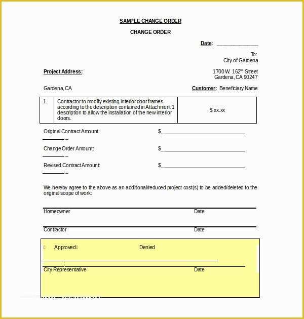 Change order Template Free Download Of 10 Sample Construction Change order forms