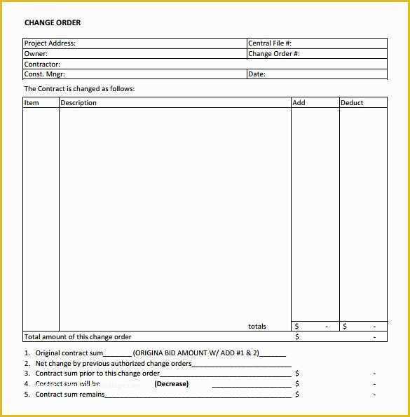 Change order Template Free Download Of 11 Change order Samples