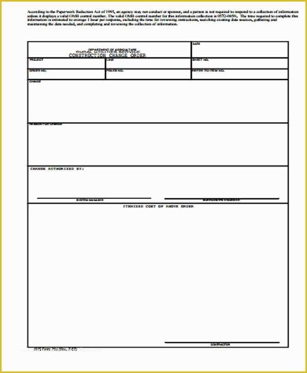 Change order Template Free Download Of 11 Change order Template Free Download
