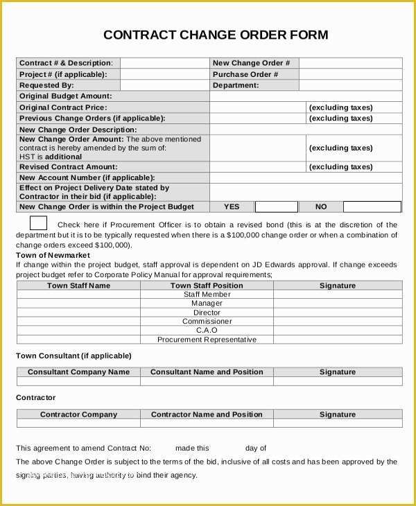 Change order Template Free Download Of 12 Sample Change order forms