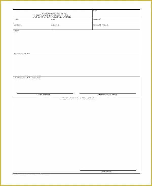 Change order Template Free Download Of 12 Sample Change order forms