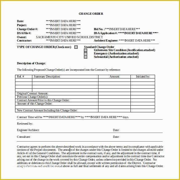 Change order Template Free Download Of 13 Change order Templates