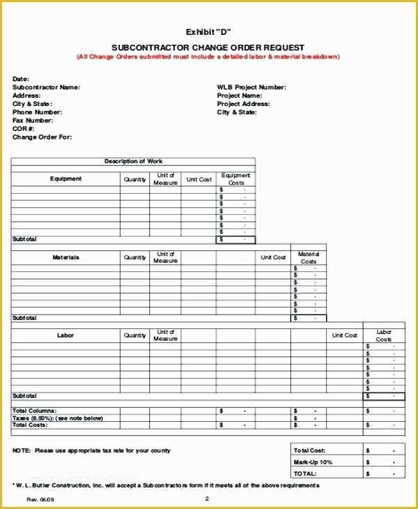 Change order Template Free Download Of 7 Sample Construction Change order forms Templates form