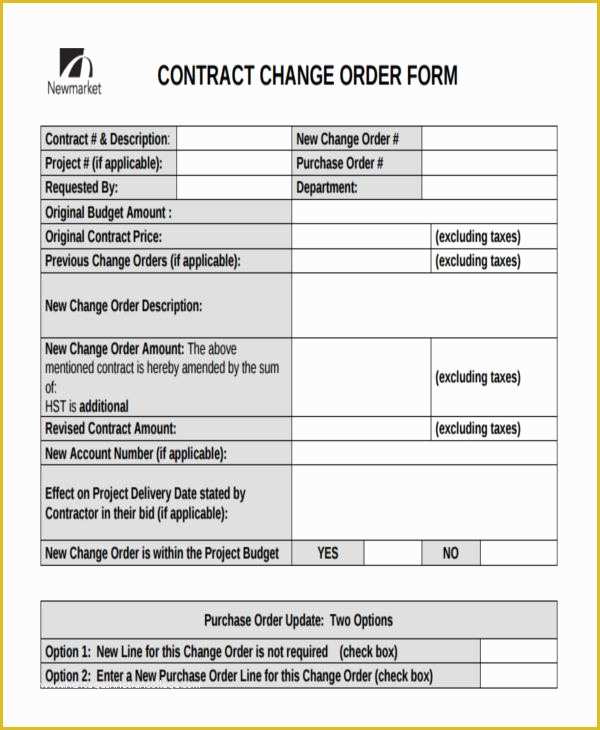 Change order Template Free Download Of Change order forms 9 Free Word Pdf format Download