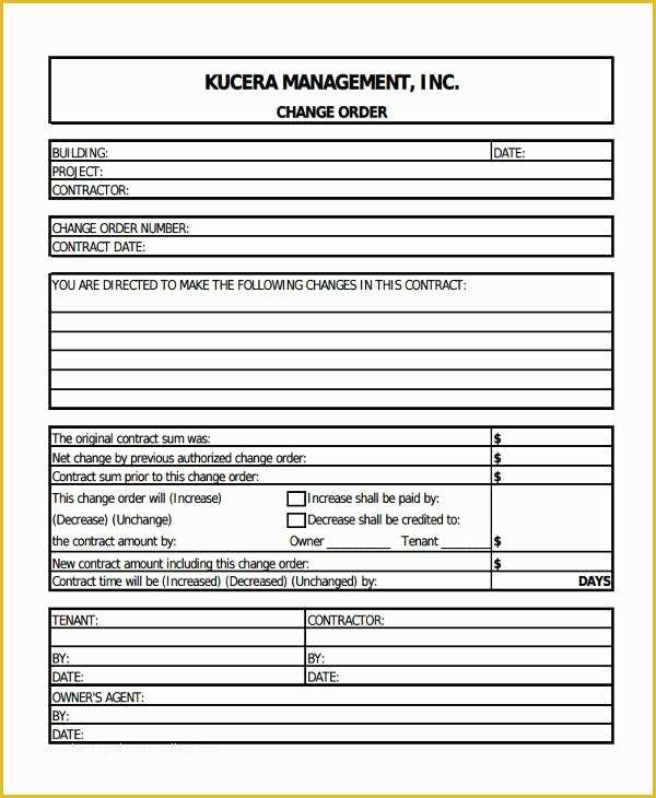 Change order Template Free Download Of Change order forms 9 Free Word Pdf format Download