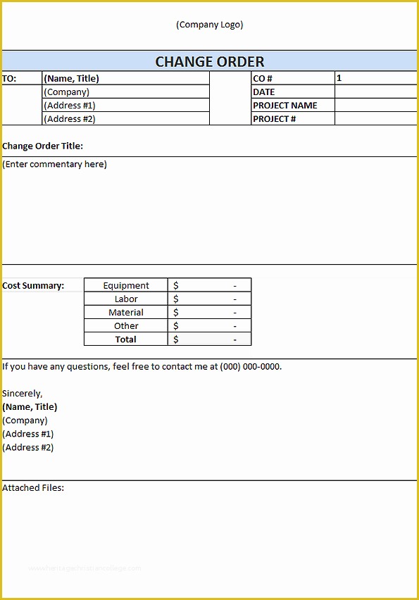 Change order Template Free Download Of Change order Template for Construction