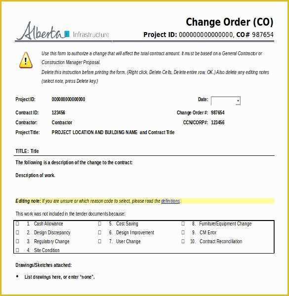 Change order Template Free Download Of Change order Template Free Militaryalicious