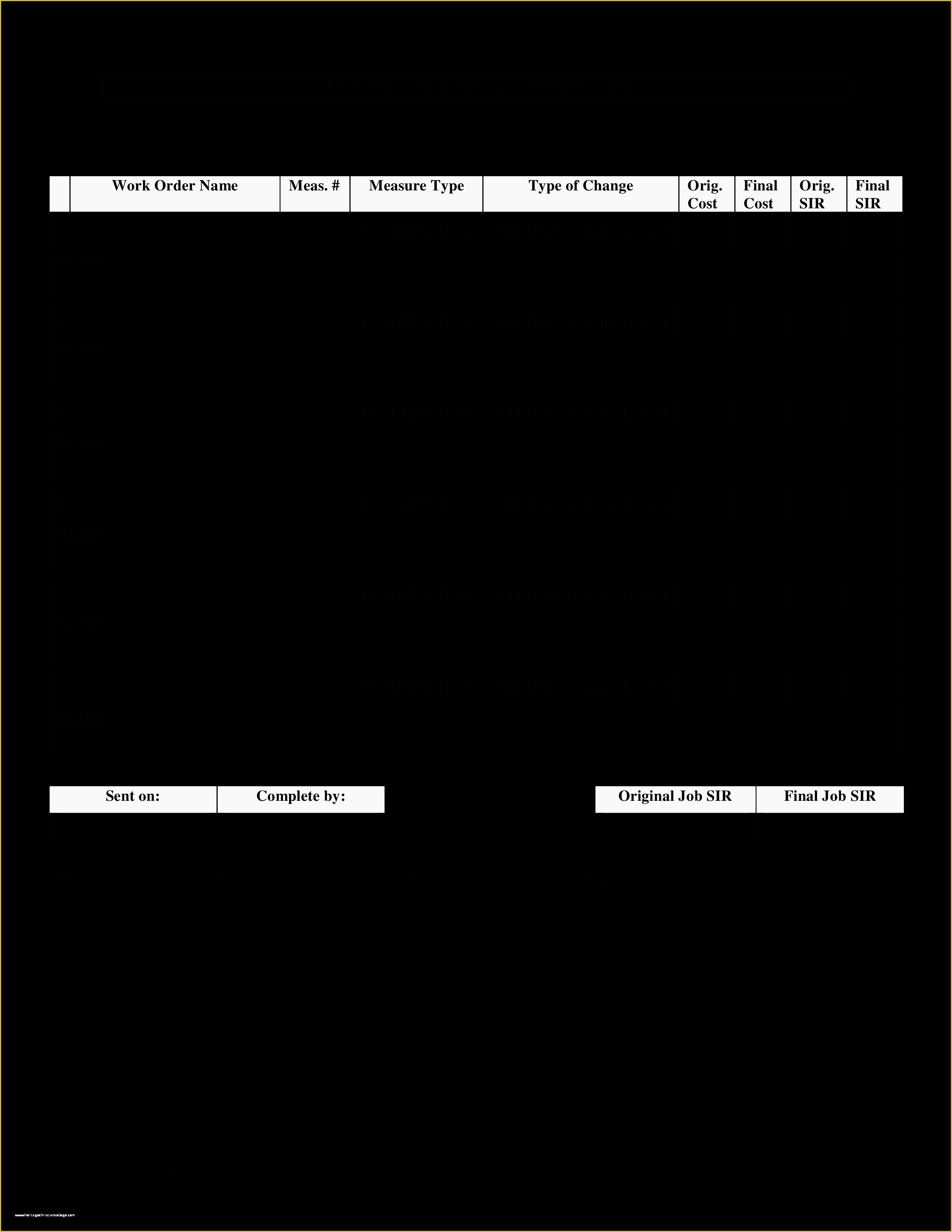 Change order Template Free Download Of Free Scope Of Work Change order form