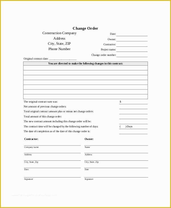 Change order Template Free Download Of Sample Free Printable order form 9 Examples In Word Pdf