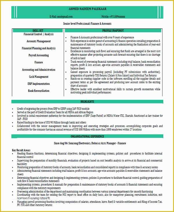 Chartered Accountant Website Templates Free Download Of 74 Resume formats Pdf Doc