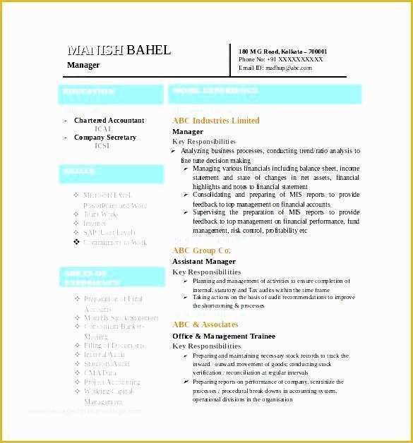 Chartered Accountant Website Templates Free Download Of Latest Chartered Accountant Resume Word format Free